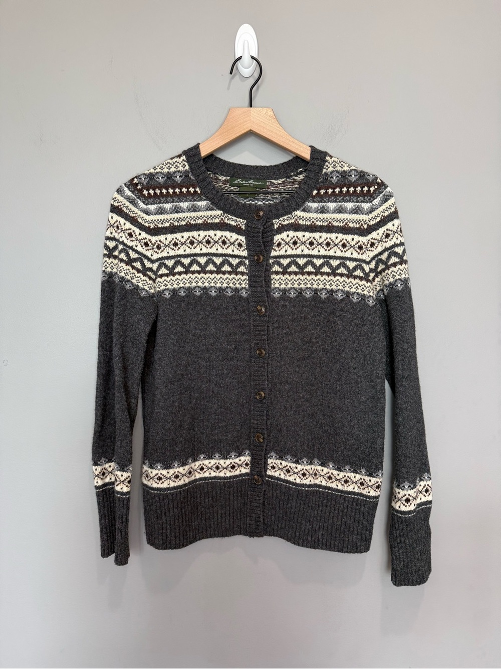 Eddie Bauer Fair Isle Wool Blendā Cardigan Sweater Small